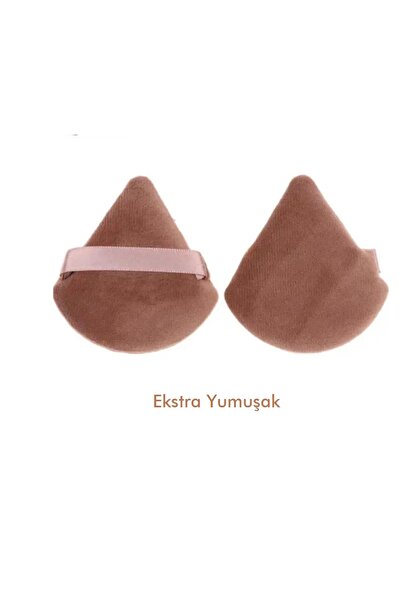 Malinka 2 Adet Kahve Üçgen Pamuk Yıkanabilir Kadife Puf Yüz Kontür Makyaj Bez...