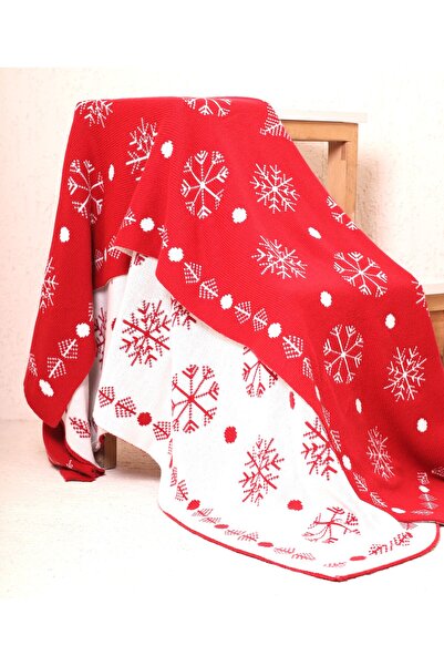 RTD&VLD Rtd & Vld Yılbaşı Desen Çift Taraflı Triko Battaniye Koltuk Şalı 120*145cm