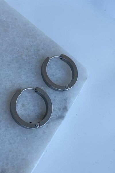 Jaida Moda Unisex 316l Surgical Steel Square Circle Model Hoop Earrings