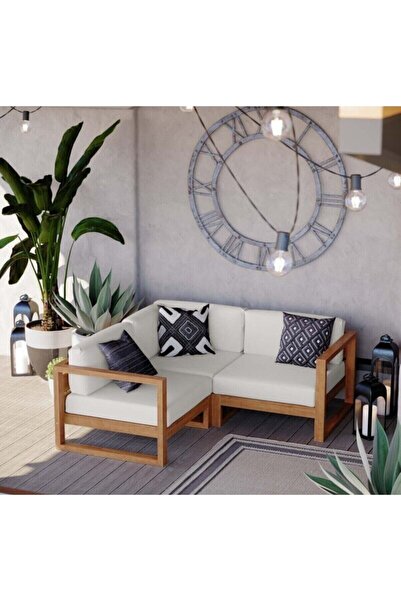 KARAKALEM AHŞAP Balkon Bahçe Teras Ahşap Köşe Koltuk