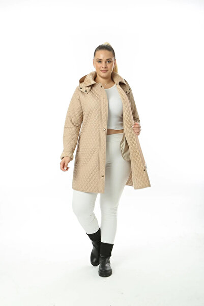 TUTveAL Collection Women's Zippered Long Quilted Coat with Soft Fur Inside Quilted Coat Plus Size Quilted Coat