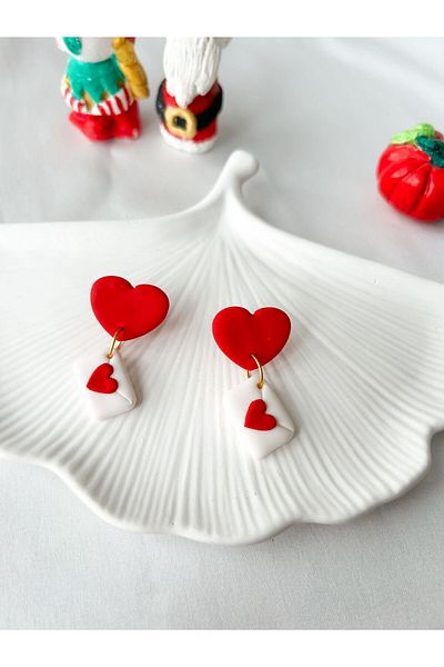 TREND Valentine's Day Concept Red Heart Mini Letter Earrings