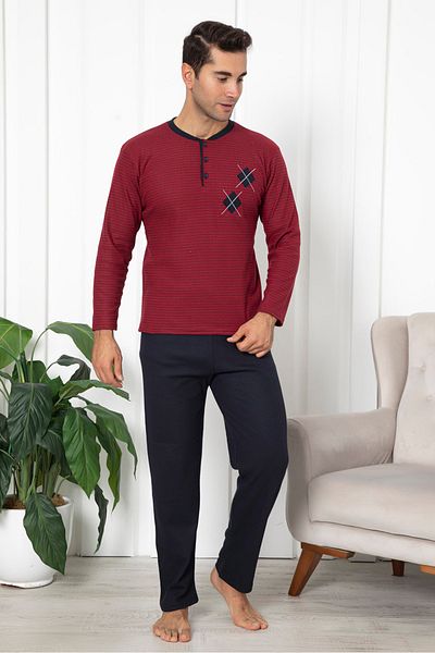 Wordex Σετ ανδρικών ριγέ πιτζάμες Falkom 7055 Cotton Interlock