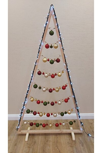 Hier Yılbaşı Ahşap Çam Ağacı Kancalı Yeni Yıl Ağacı Modern Ahşap Dekoratif Cm