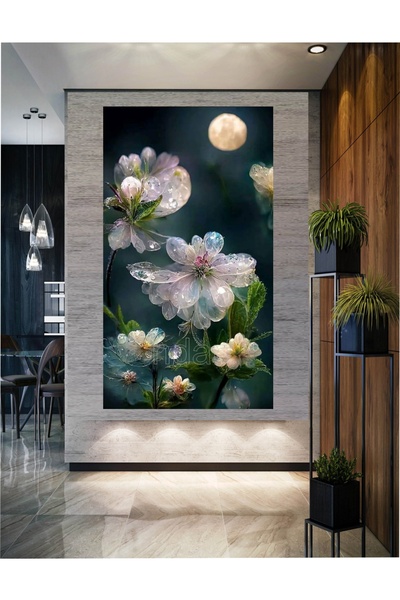 HDART Soyut Modern Hint Lotus Nilüfer Çiçeği Dekoratif Renkli Duvar Kanvas Ta...