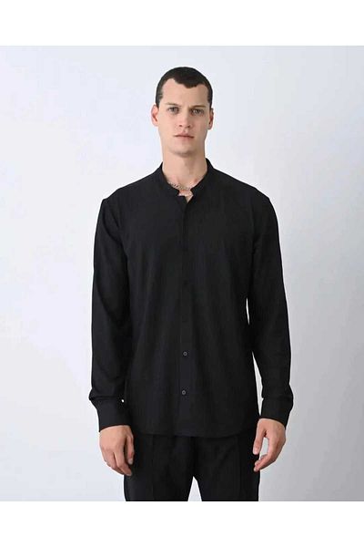 KUN SPORTSWEAR Тънка оребрена риза от ликра със специален дизайн на яка