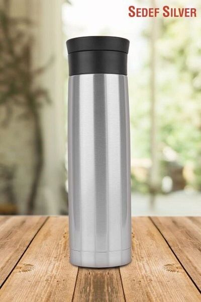 SEDEF SİLVER 500 ml Stainless Steel Thermos with Filter Strainer for Herbal Tea and Detox Drinks