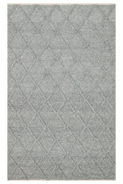 Eko Halı Jade Diamond Grey Yün ile üretilen örme el halısı.