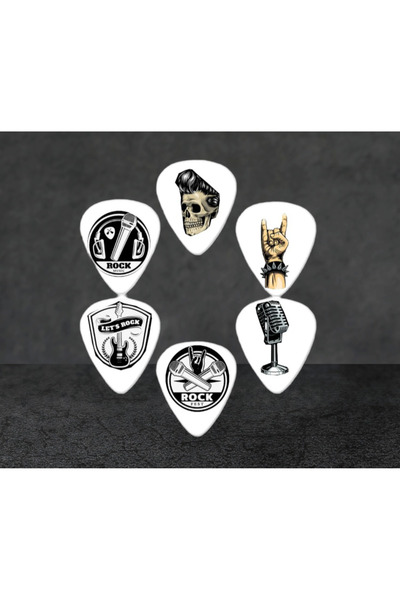 cantekin Gitar Pena 6 Adet 0.50mm Rock Pena Gitar Penası Özel Tasarım Çift Taraflı Baskılı