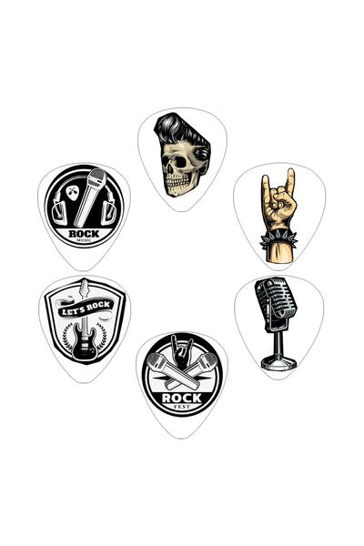 cantekin Gitar Pena 6 Adet 0.50mm Rock Pena Gitar Penası Özel Tasarım Çift Taraflı Baskılı
