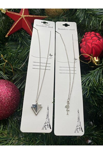 BeryDenz Kadın Silver Minimal Kolye(2 ADET)yılbaşı Hediyelik Yeniyıl Kolyesi