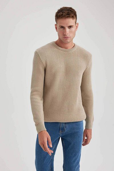 DeFacto Defacto B0544Ax/Bg193 Men's Sweater - Sand