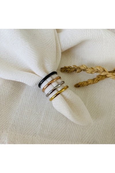 Fynbos خاتم زفاف من الفولاذ المقاوم للصدأ، خاتم فولاذي رفيع (مفرد)