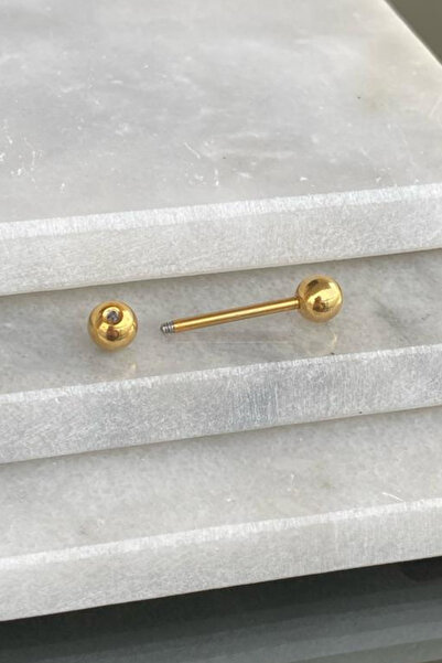 Jaida Moda Unisex Cerrahi Çelik Gold Dil Piercing