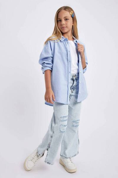 DeFacto Z4708a6/nm28 Pantaloni de blugi pentru fete, albastru mediu