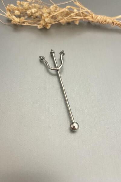 Jaida Moda Unisex Gri Şeytan Mızrağı Cerrahi Çelik Industrial Köprü Piercing