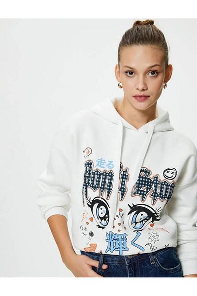 Koton 4wal10713ık Women's Sweat Ecru