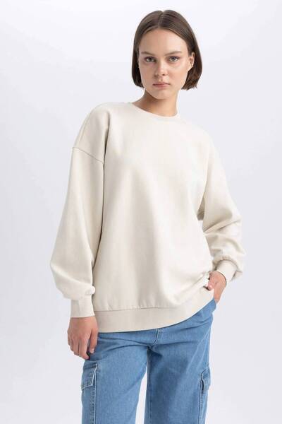 DeFacto Y1346AZ/ER232 Defacto Γυναικείο Φούτερ ECRU