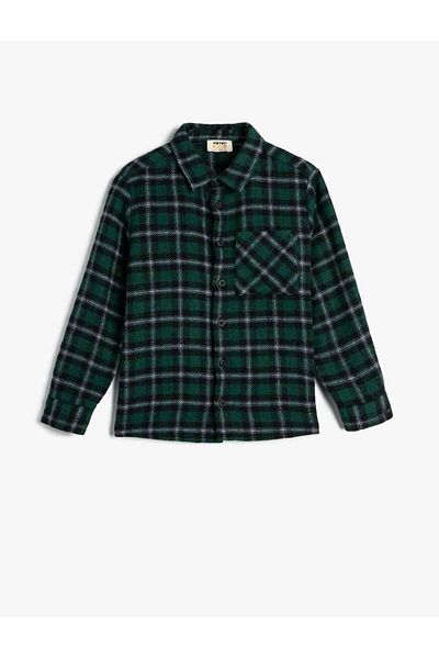 Koton 4wkb60018tw Boy's Shirt Green Plaid