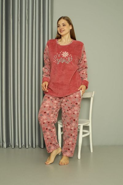 shopshop Women's Warm Plus Size Welsoft Fleece Plush Pajama Set