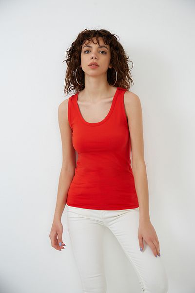 OENDO Red Thick Strap Knitted Single Jersey Undershirt Nd-26202