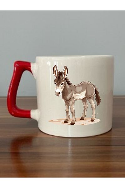 lili hediyelik Red Donkey Printed Ceramic Mug - Tea and Coffee Gift Cup