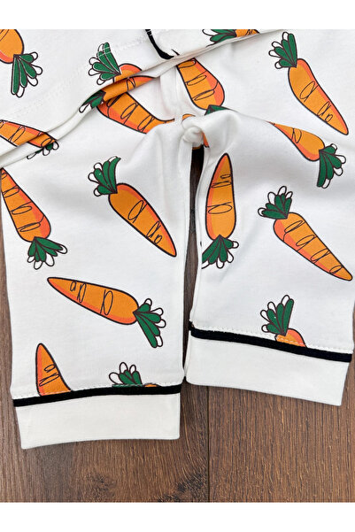 Babexi 100% Cotton Soft Texture Carrot Printed Comfortable Fit Double Breasted Collar Seasonal Unisex Baby Pajama Set