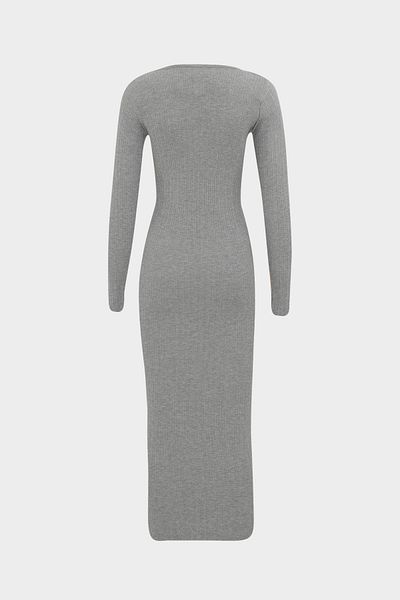 Açelya Okcu Γυναικείο πλεκτό φόρεμα Boat Neck Slim Fit Maxi