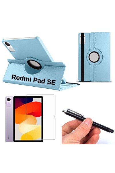 Nezih Case Xiaomi Redmi Pad SE Uyumlu 360 Dönen Standlı Deri Kılıf + Ekran Ko...