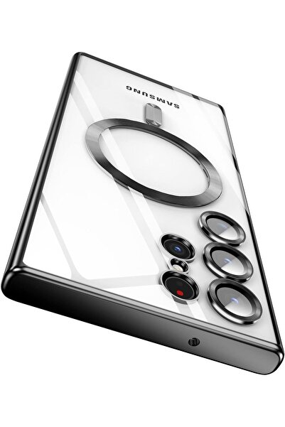 Samsung Galaxy S24 Ultra Compatible Case 3D Camera Lens Protected Magsafe Edge Color Transparent Cover