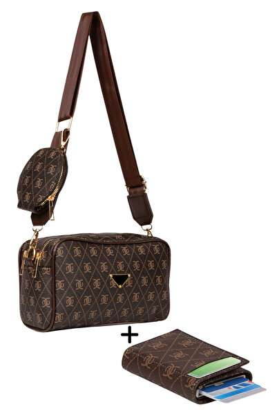 Adelina Bags Kadın Desenli Cüzdan Detaylı Omuz Çantası ve Mekanizmalı Cüzdan ...