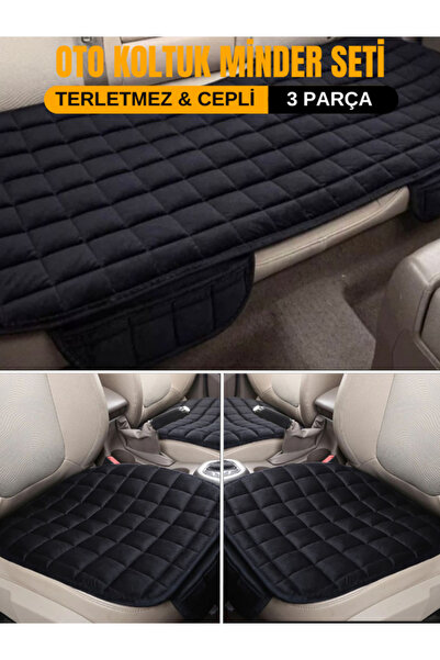 mısırlı grup طقم وسائد مقعد السيارة الفاخرة - أسود (بدون مسند ظهر)