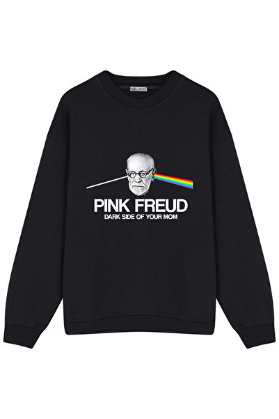 GreenMint سويت شيرت كبير الحجم للجنسين باللون الوردي فرويد - الجانب المظلم من...