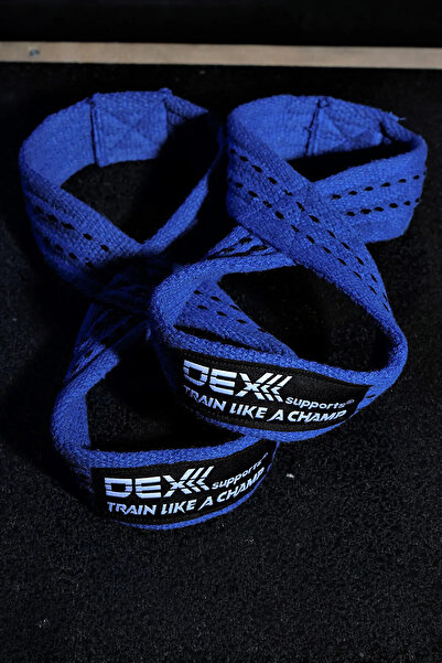 Dex Supports Lasting Energy Weight Lifting Strap , Weight Belt Barbell Strap Fitness Crossfit 8 Loop Lifting Straps Blue