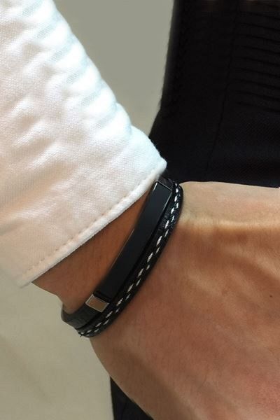 Chavin Ipc Plated Leather Steel Men's Bracelet Ed08