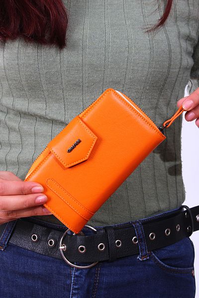 Grande 2716 genuine leather women's wallet card holder multi-compartment medium size ORANGE