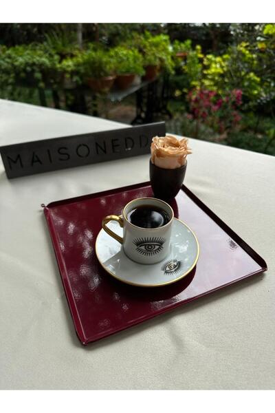 Maisonedda Derin Bordo Metal Kare Tepsi