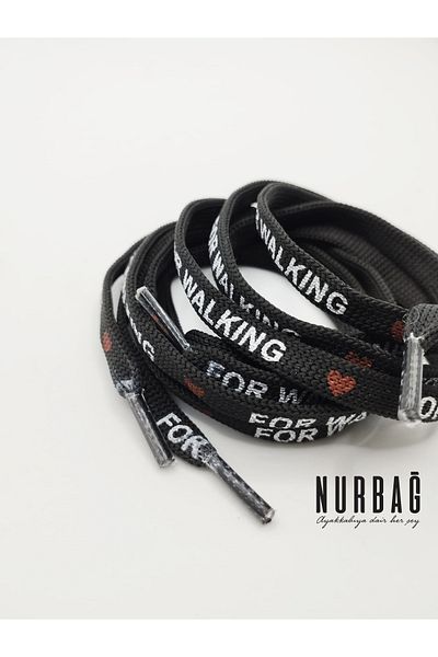 NURBAĞ DOKUMA SPORTS SHOES BLACK PRINTED LACES 90CM 1 PAIR JK8000