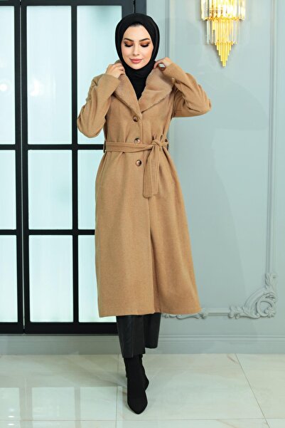 Modamihram Široký kožušinový golier Kešu kabát Mink 19174