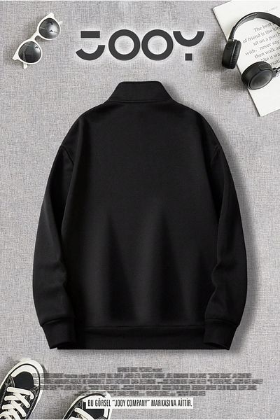 Jooy Company Half Zipper Los Angeles Printed Black Sweatshirt