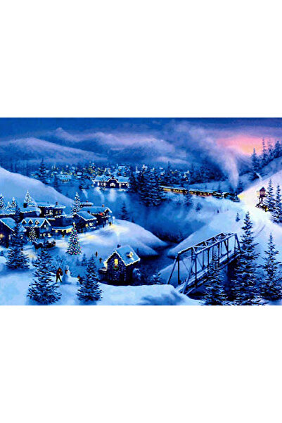 pixartsanat Karlı Köy ve Tren PixArt Sanat Elmas Mozaik Tablo Diamond Türkiye...