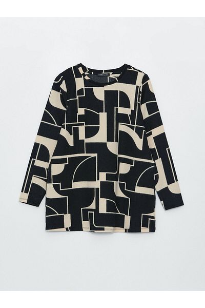 LC Waikiki Patterned Crew Neck Long Sleeve Women's Tunic