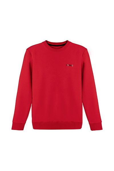 FORMO Men's Red Crew Neck Embroidered Sweat