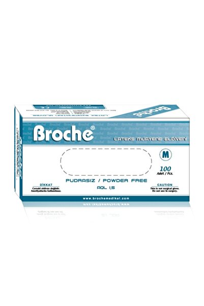 Broche Lateks Pudrasız Muayene Eldiveni Medium 100lü
