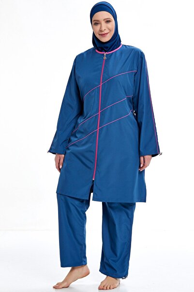 Remsa Mayo Large Size Fully Covered Hijab Swimsuit 0591 Light Navy Blue Mares...