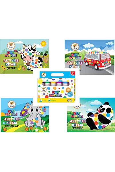 Lino LİNO DOT MARKERS 6 LI BOYAMA SETİ VE 4 LÜ BOYAMA KİTABI (ÇİFTLİK KARIŞIK...