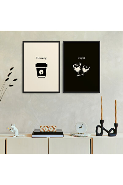 HOMEPACK Set of Two Framed Painting Morning Night Set Poster Painting Double11