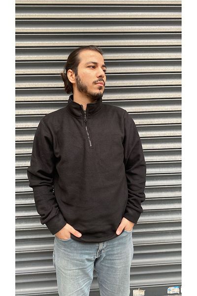 nacar çarşı UNISEX Anti-pilling Non-pilling Standard Fit Stand Collar HALF ZIPPER Cold-Proof SWEAT Fleece
