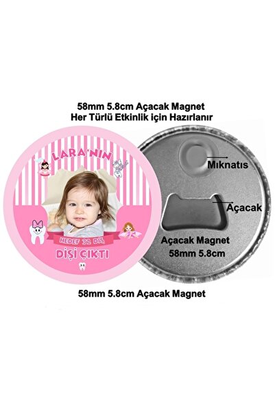 Elara Tasarım Kişiye Özel Diş Buğdayı Magnet Hediye 58mm 16 Adet Poşetli