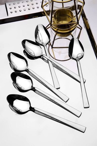 gök Set of 6 luxury bar model dessert spoons (stainless steel)
